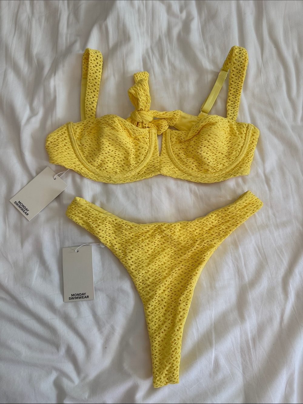 Monday Swimwear Sunny Yellow Crochet Bikini